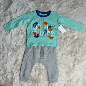 NEW - Open Edit Kids’ Organic Cotton graphic Tee Set with joggers- 18MO